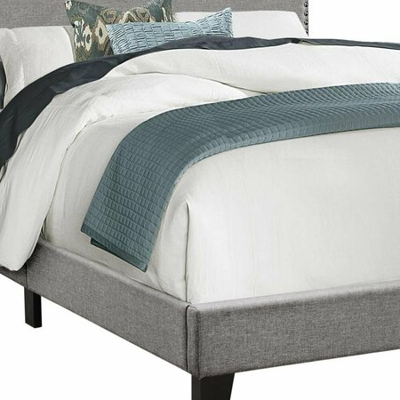 Homeroots 45.5 in. Solid Wood, Linen, MDF & Foam Full Size Bed with a Chrome Trim 333294